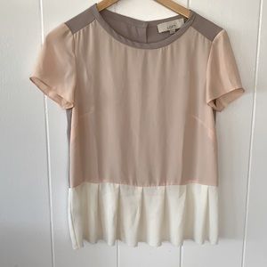 Loft XS Color Block Pastel Pink PeplumTop